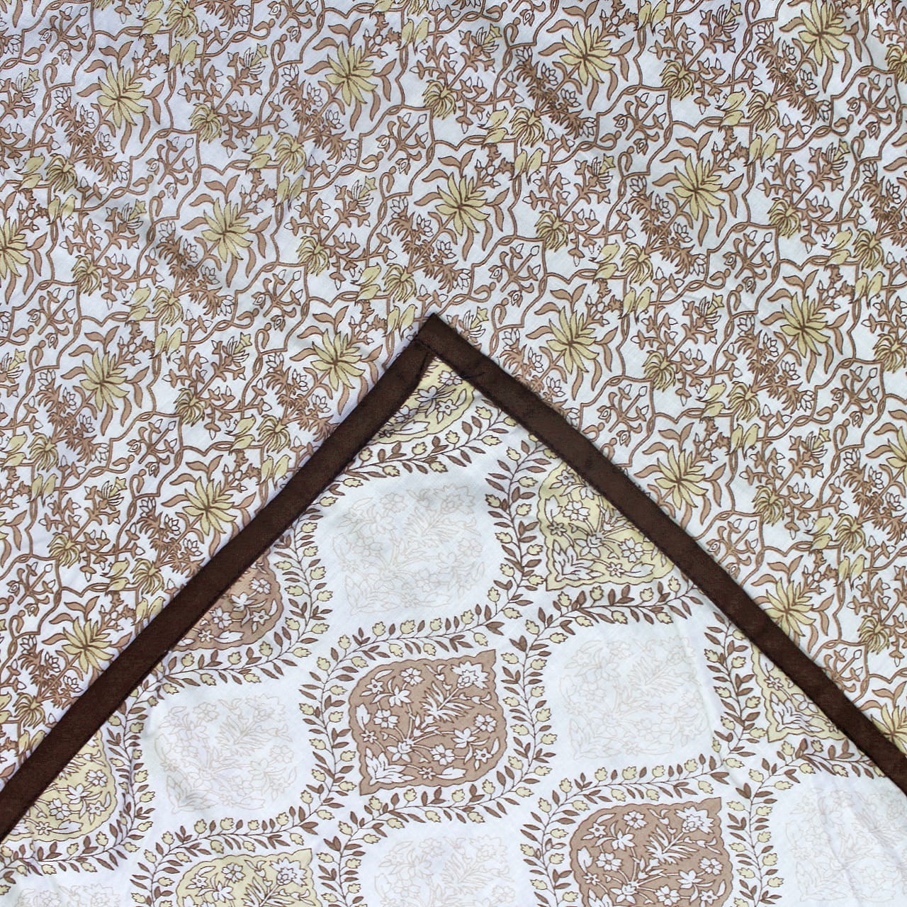 Soft Riva Floral Print Brown Cotton Dohar Online At Best Prices