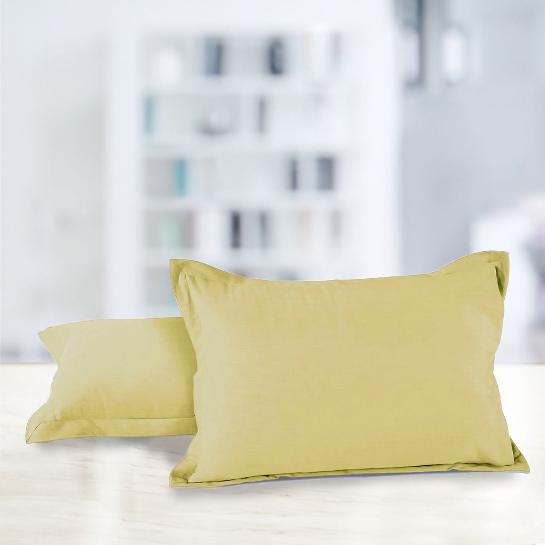 Plain Cotton 210 TC 2 Pcs Pillow Cover set - Beige