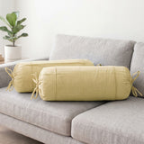 Plain Cotton 2 Pcs Bolster Cover Set - Beige