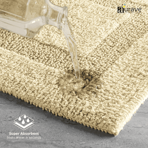 Close-up of AURAVE Luxury Reversible Cotton Bathmat, Beige