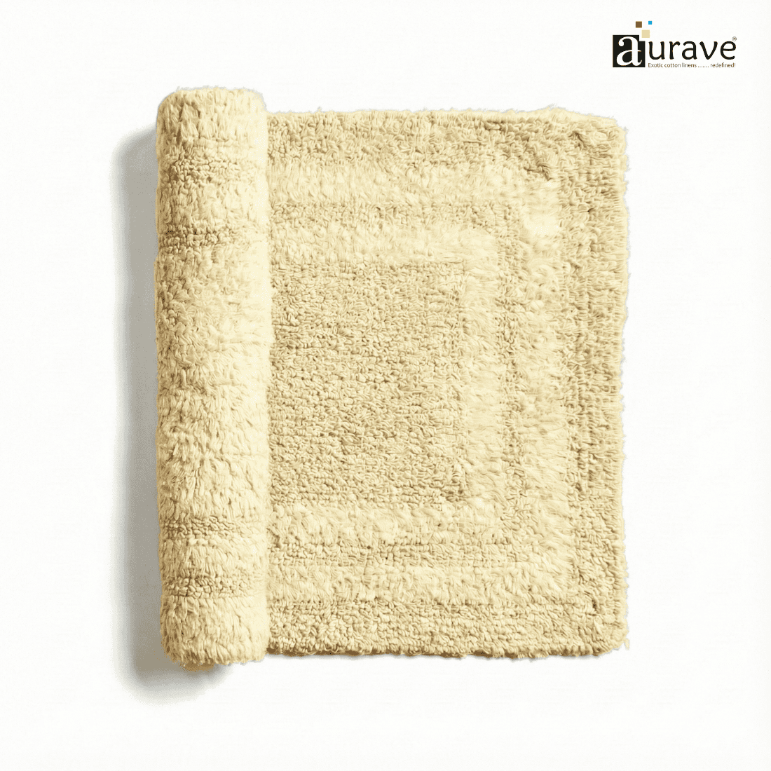 Close-up of AURAVE Luxury Reversible Cotton Bathmat, Beige