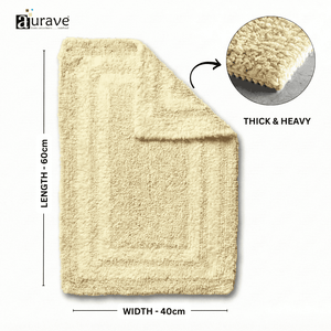 Close-up of AURAVE Luxury Reversible Cotton Bathmat, Beige