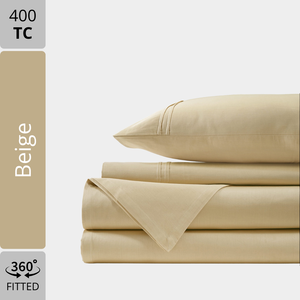 Plain Cotton Satin 400 TC Bedsheet with Pillow Covers - Beige
