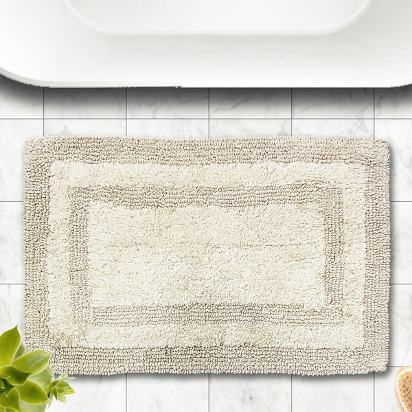 AURAVE Luxury Reversible Cotton Bathmat,Beige