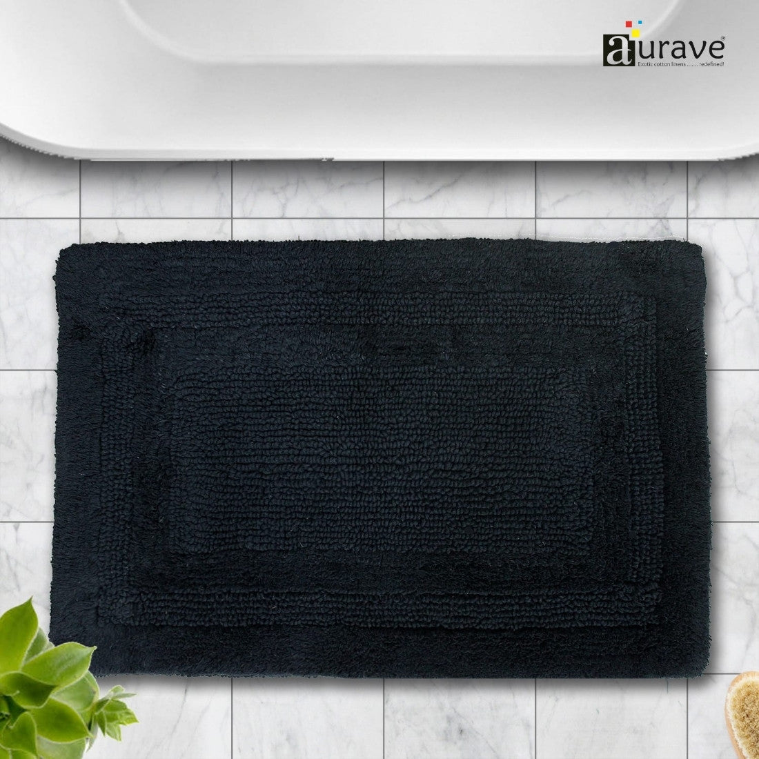 black bath mat