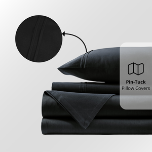Plain Cotton Satin 400 TC Bedsheet with Pillow Covers - Black