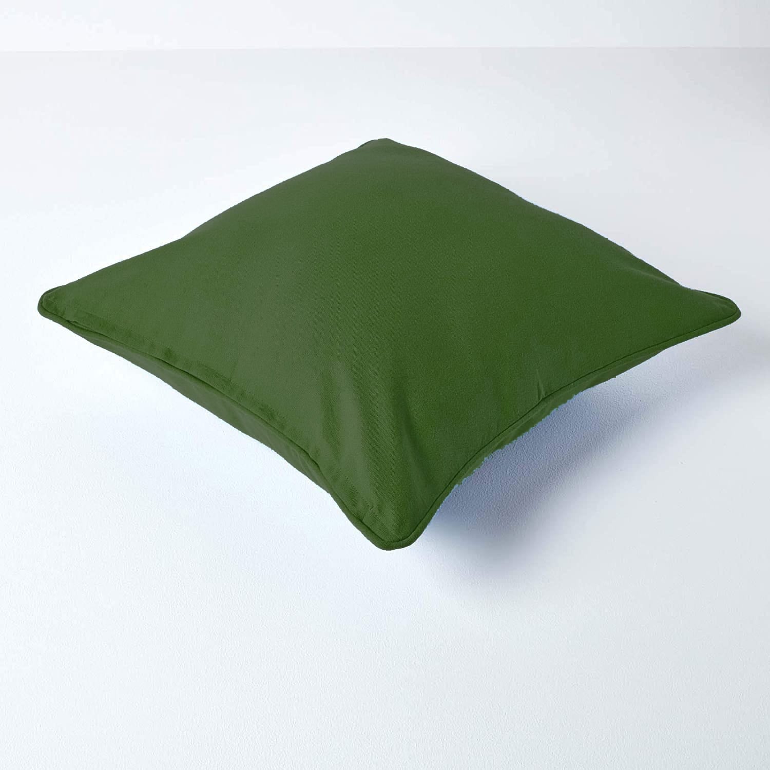 Plain Cotton Decorative Cushion Cover in Bottle Green online at best prices