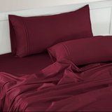 Plain 400 TC Cotton Satin Bedsheet with Pillow Covers - Burgundy