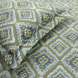 Close-up view Printed Abstract Cotton 144 TC Fitted Bedsheet with Pillow Covers - Green
