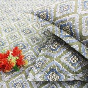 Printed Abstract Cotton 144 TC Bedsheet with Pillow Covers - Green