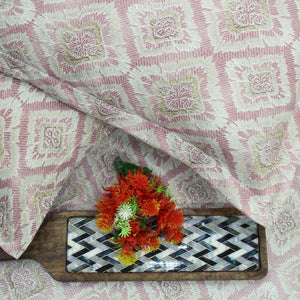 Printed Abstract Cotton 144 TC Bedsheet with Pillow Covers - Magenta