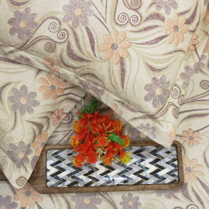 Printed Floral Cotton 144 TC Bedsheet with Pillow Covers - Brown