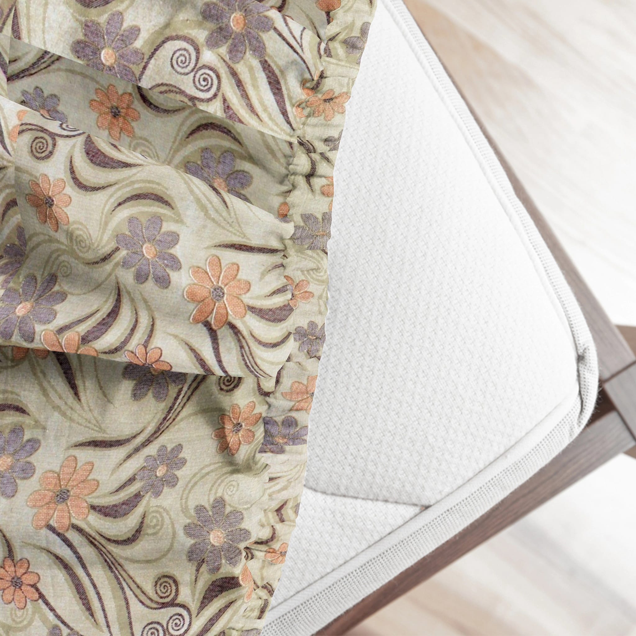 Printed Floral Cotton 144 TC Fitted Bedsheet 