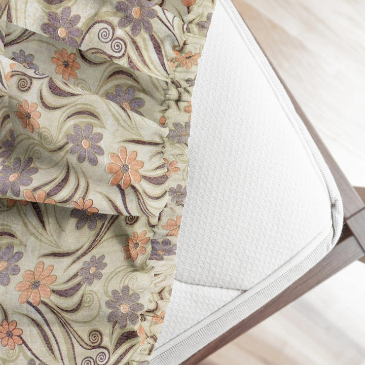 Printed Floral Cotton 144 TC Fitted Bedsheet 