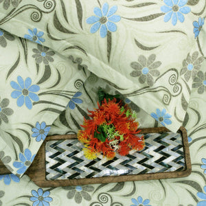 Printed Floral Cotton 144 TC Fitted Bedsheet with Pillow Covers - Green