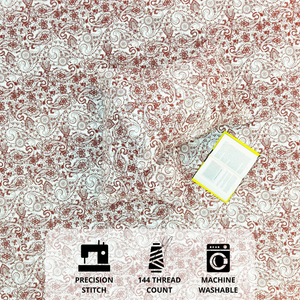 Printed Paisley Cotton 144 TC Fitted Bedsheet with Pillow Covers - Rust