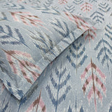 Close-up view Printed Abstract Cotton 144 TC Fitted Bedsheet with Pillow Covers - Blue