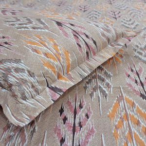 Printed Abstract Cotton 144 TC Bedsheet with Pillow Covers - Brown