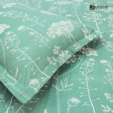 Printed Floral Cotton 144 TC Fitted Bedsheet with Pillow Covers - Green