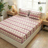 Printed Floral Cotton 144 TC Flat Bedsheet with Pillow Covers - Magenta