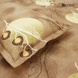 Printed Floral Cotton 144 TC Fitted Bedsheet with Pillow Covers - Brown