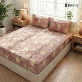 Printed Floral Cotton 144 TC Flat Bedsheet with Pillow Covers - Magenta