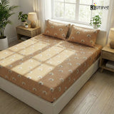 Printed Floral Cotton 144 TC Flat Bedsheet with Pillow Covers - Purple
