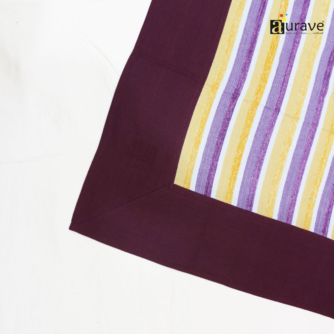 ALPHA Woven Cotton Stripes 1 Pc Table Cover - Purple & Gold