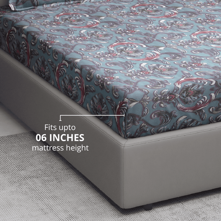 Floral 7D Digital Printed Fitted Bedsheet 