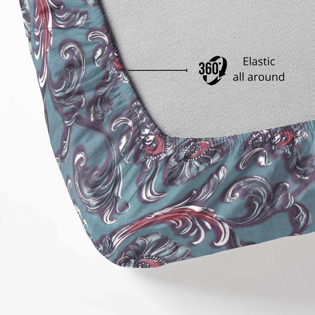 Floral 7D Digital Printed Fitted Bedsheet 