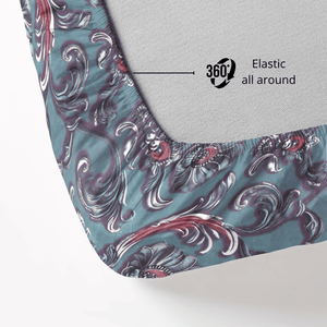 Floral 7D Digital Printed Fitted Bedsheet 