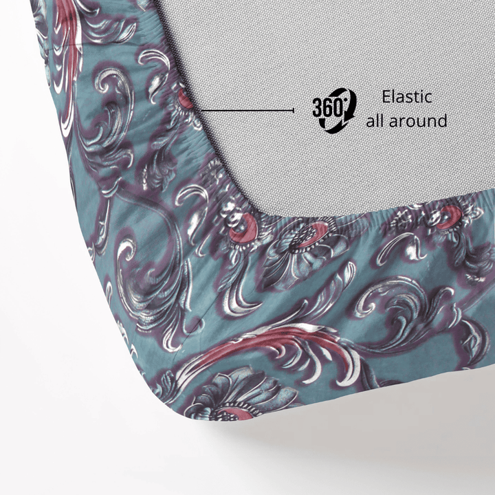 Floral 7D Digital Printed Fitted Bedsheet 