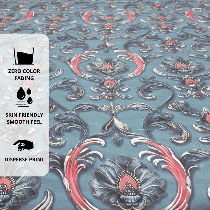 Floral 7D Digital Printed Fitted Bedsheet Design 