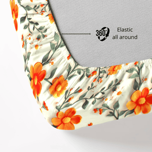 Floral 7D Digital Printed Fitted Bedsheet 