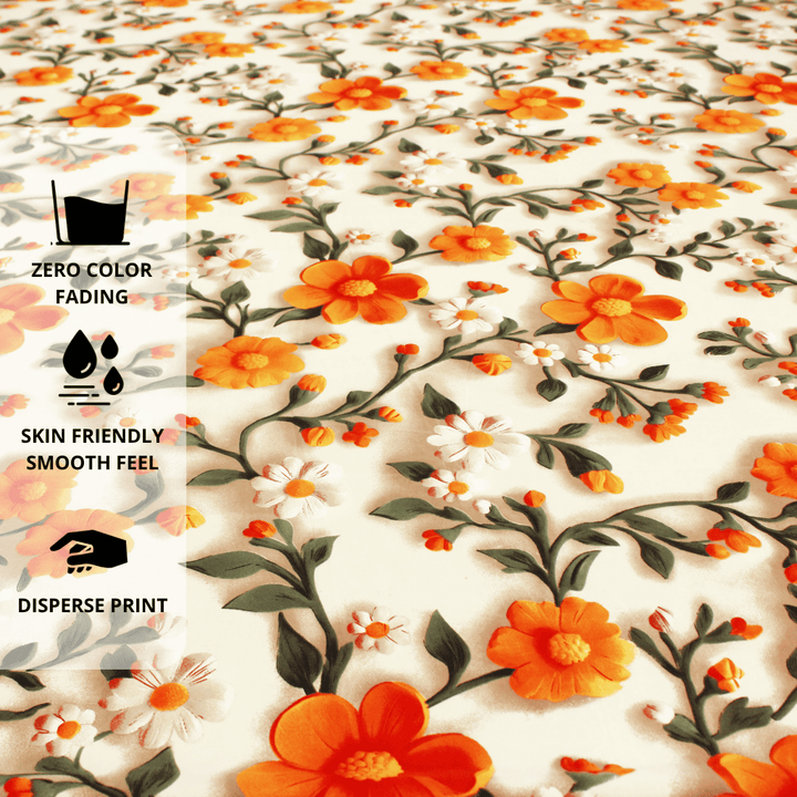 Floral 7D Digital Printed Fitted Bedsheet Design 