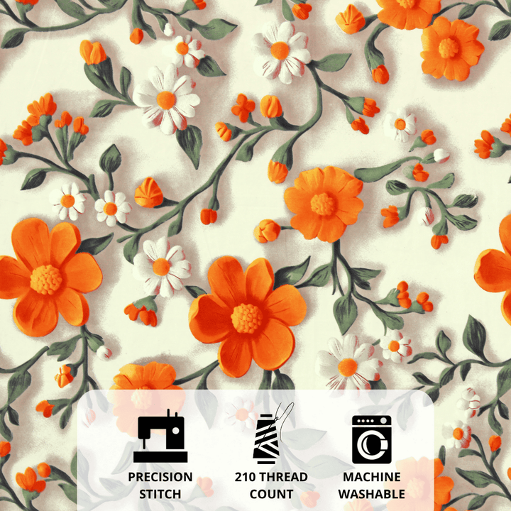 Full View Floral 7D Digital Printed Fitted Bedsheet Design 