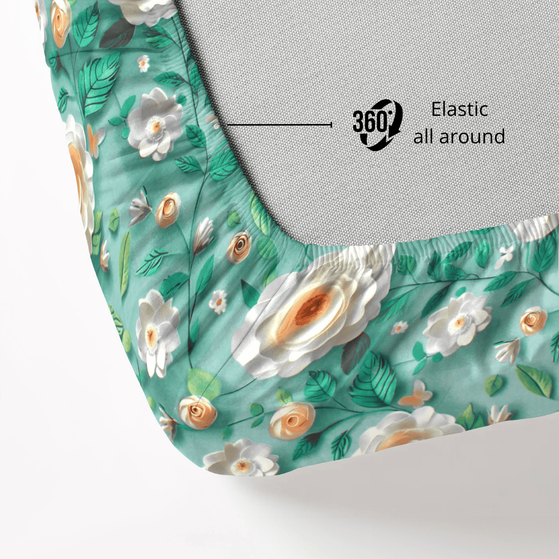 Floral 7D Digital Printed Fitted Bedsheet  Elastic all around 