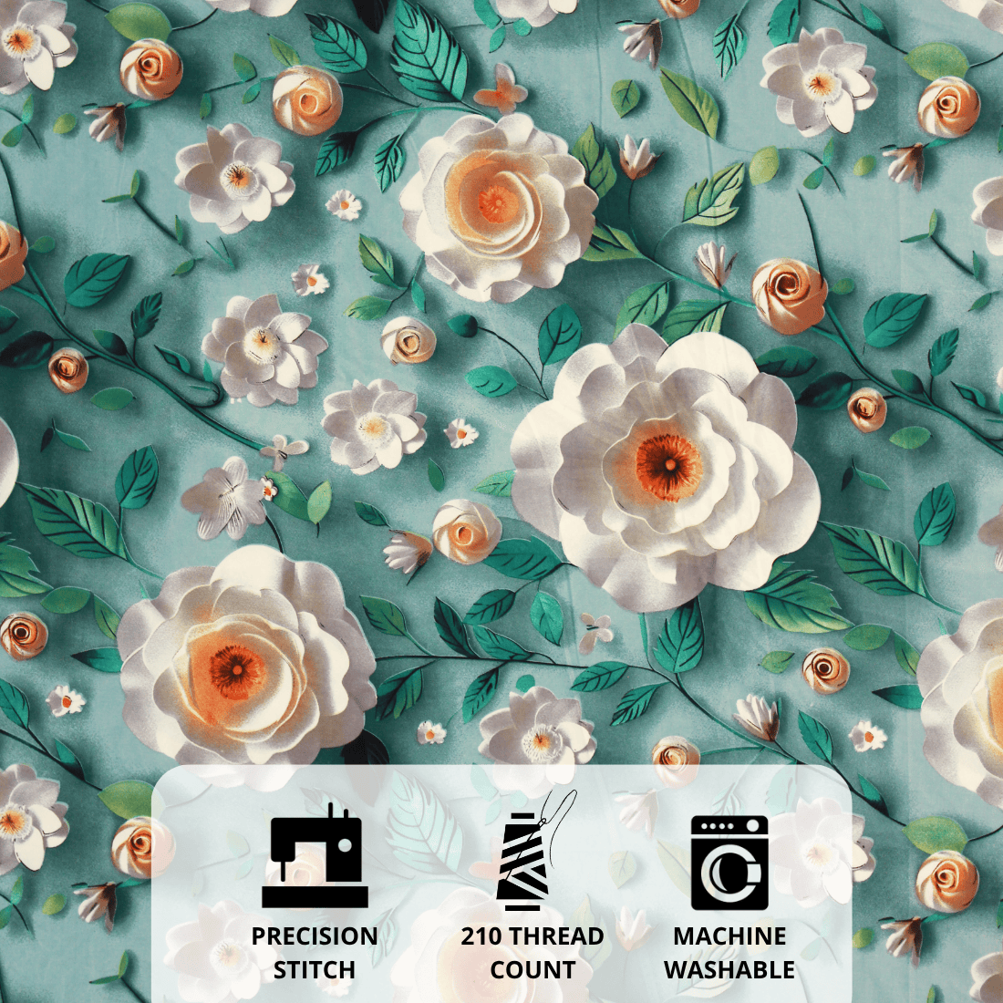 Floral 7D Digital Printed Fitted Bedsheet Design 