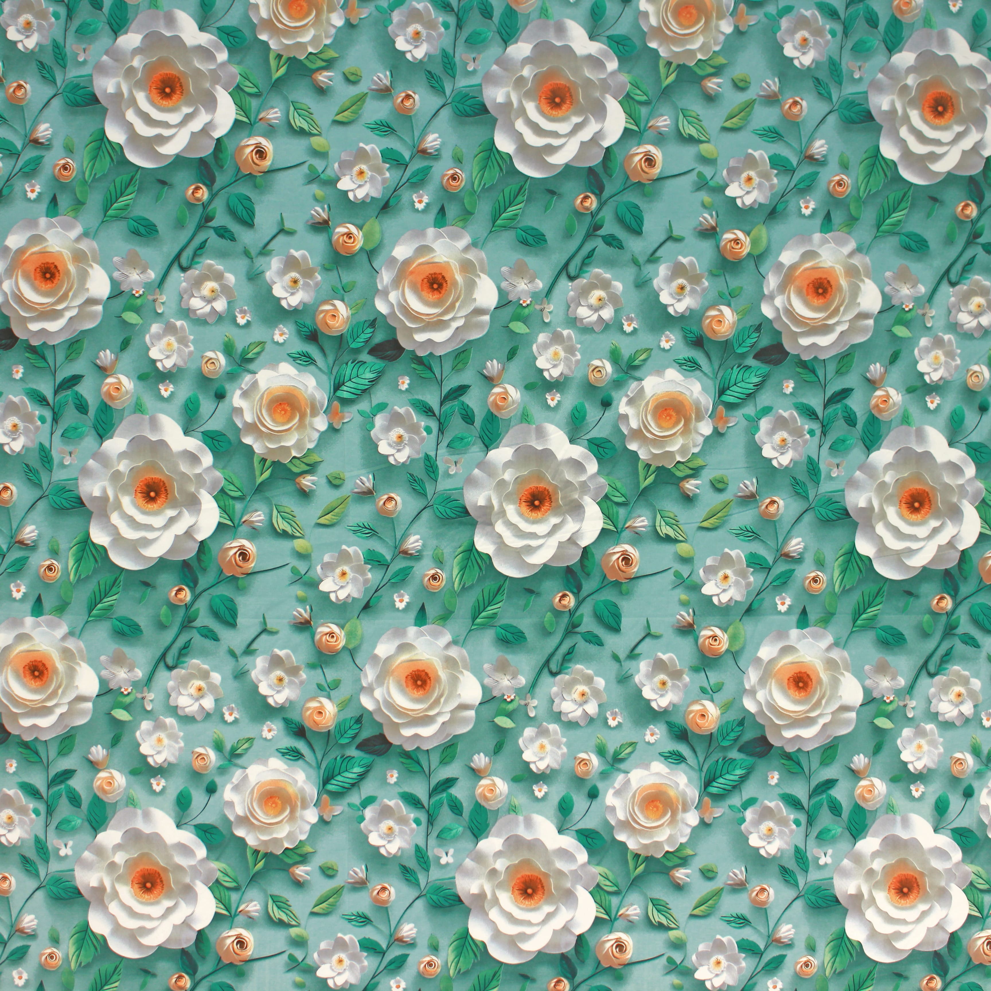Full View Floral 7D Digital Printed Fitted Bedsheet Design 