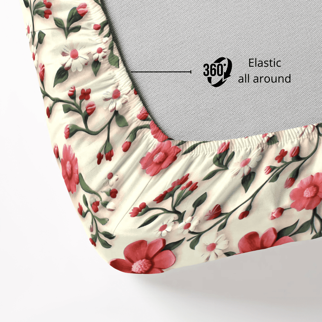 Floral 7D Digital Printed Fitted Bedsheet 
