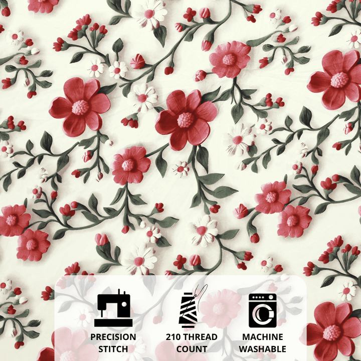 Floral 7D Digital Printed Fitted Bedsheet  Design 