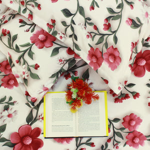 Floral 7D Digital Printed Fitted Bedsheet with Pillow Covers - Multicolor