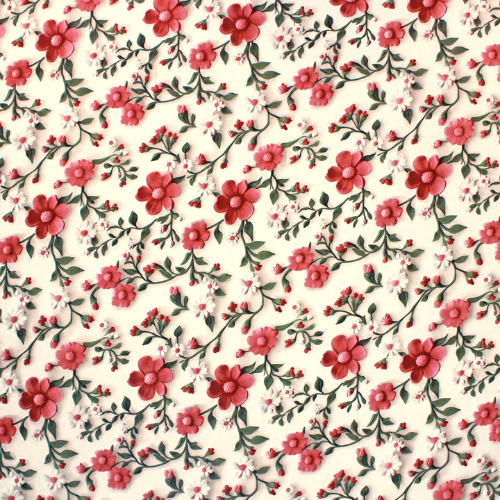 Full View Floral 7D Digital Printed Fitted Bedsheet Design 