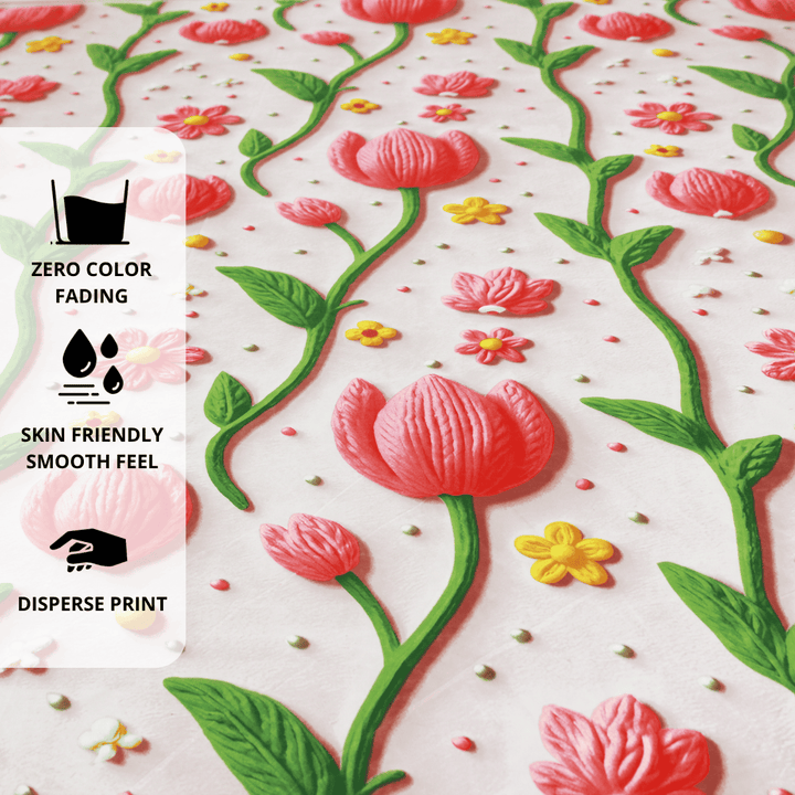 Close up Floral 7D Digital Printed Fitted Bedsheet Design 