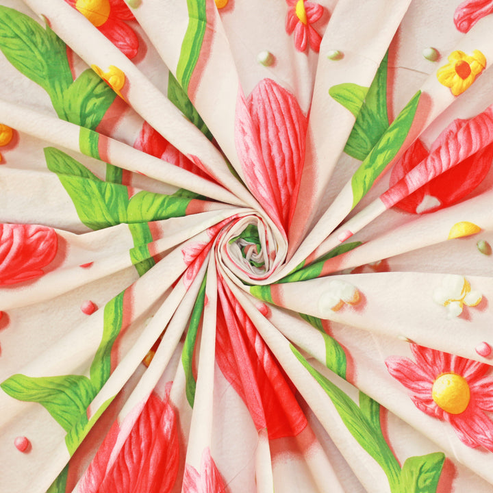 Floral 7D Digital Printed Fitted Bedsheet 