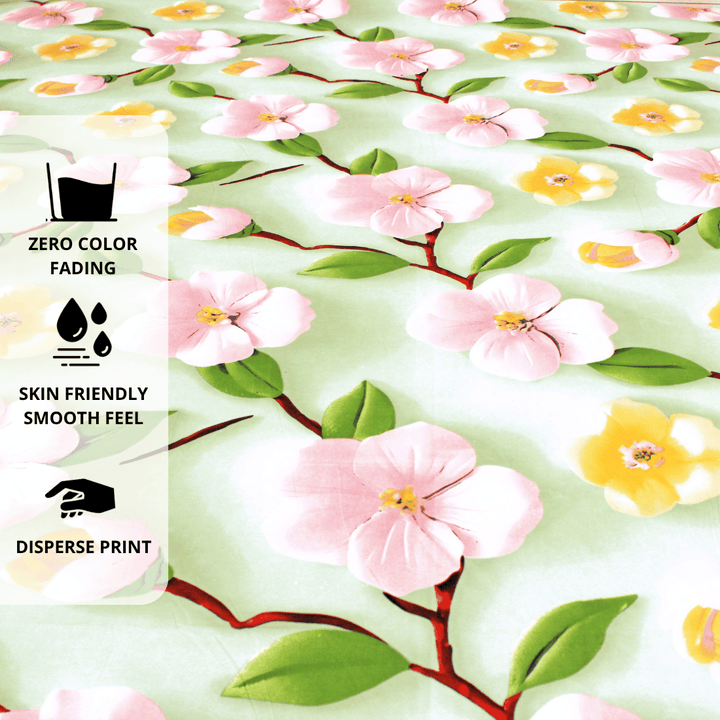 Floral 7D Digital Printed Fitted Bedsheet Design 
