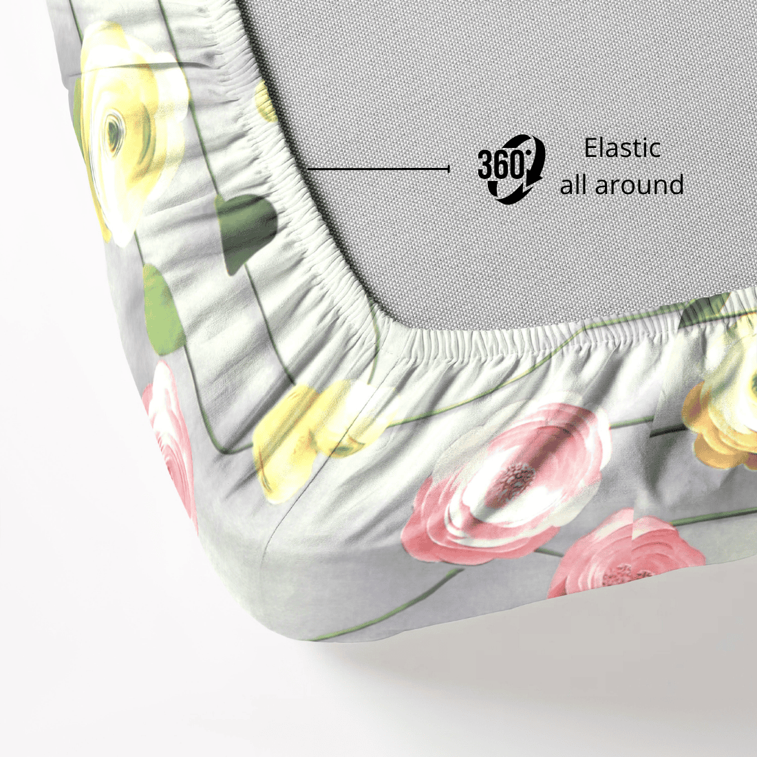 Floral 7D Digital Printed Fitted Bedsheet Elastic All Around 