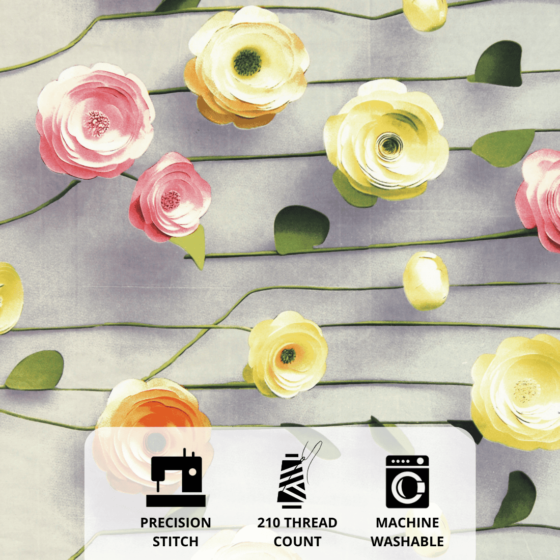 Full View Floral 7D Digital Printed Fitted Bedsheet Design 