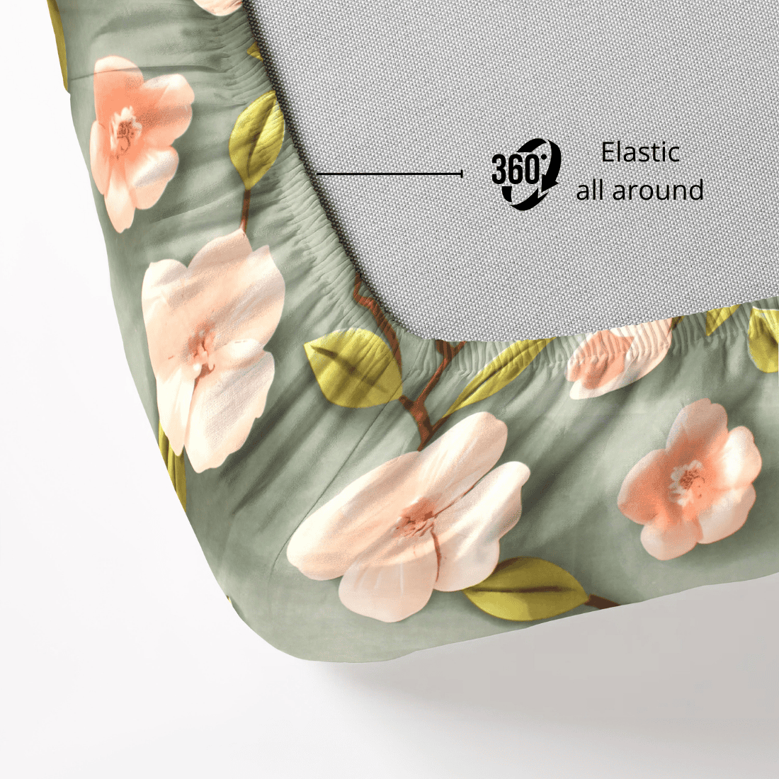 Floral 7D Digital Printed Fitted Bedsheet  Elastic All Around 