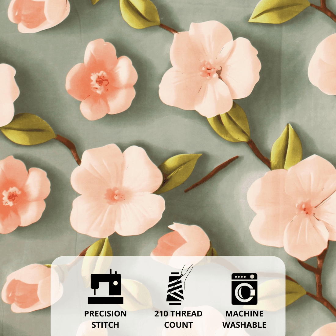 Full View Floral 7D Digital Printed Fitted Bedsheet Design 